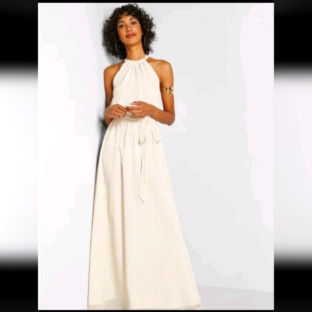 ModCloth Illuminated Elegance Chiffon Maxi Dress in Ivory - Picture 2 of 12